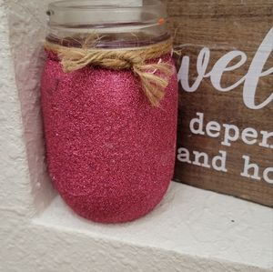 Holo pink planter/decorative Mason jar